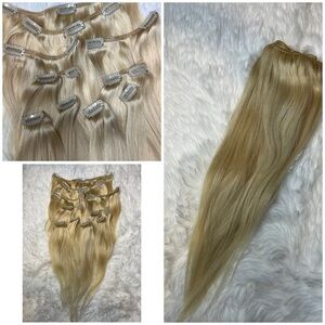 14 Inch Clip In Straight Blonde Human hair